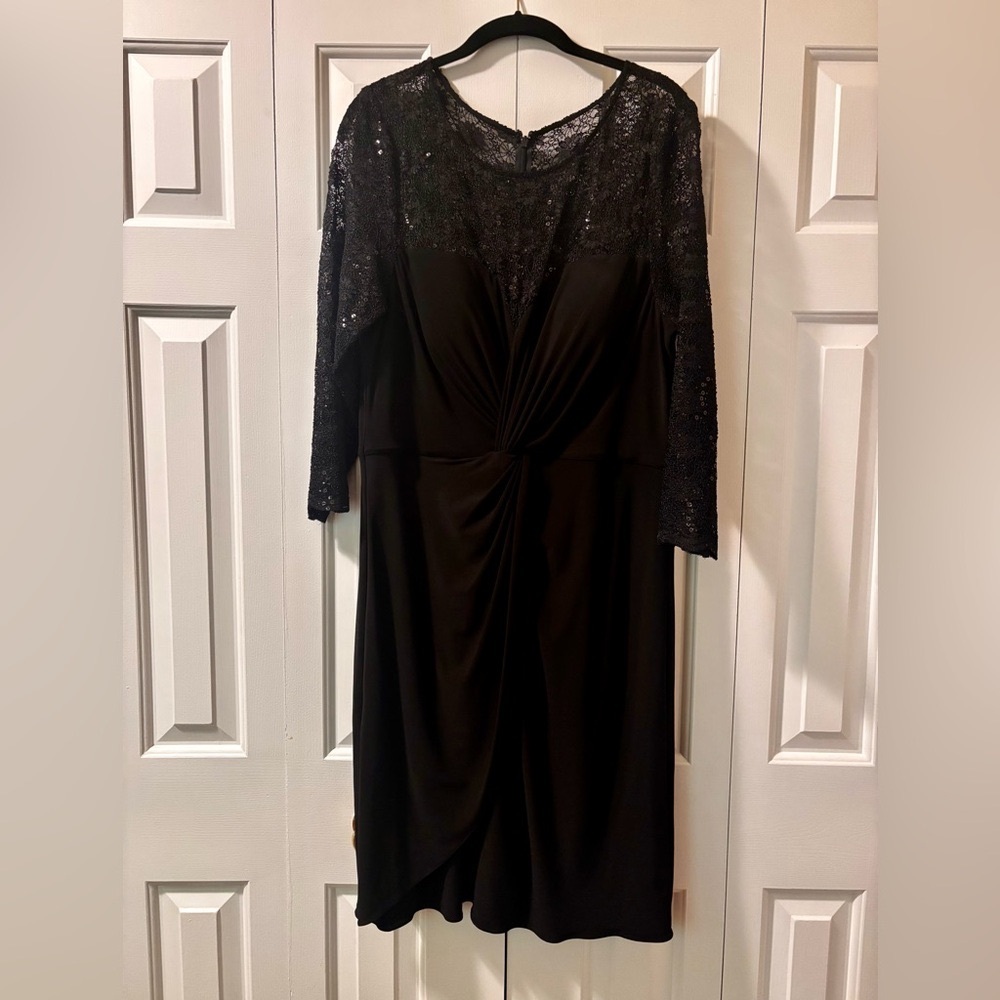 Alex Evenings Black 3/4 Sleeve Cocktail Dress